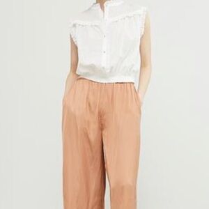 Anthropologie Grade and Gather white frilly sleeveless blouse